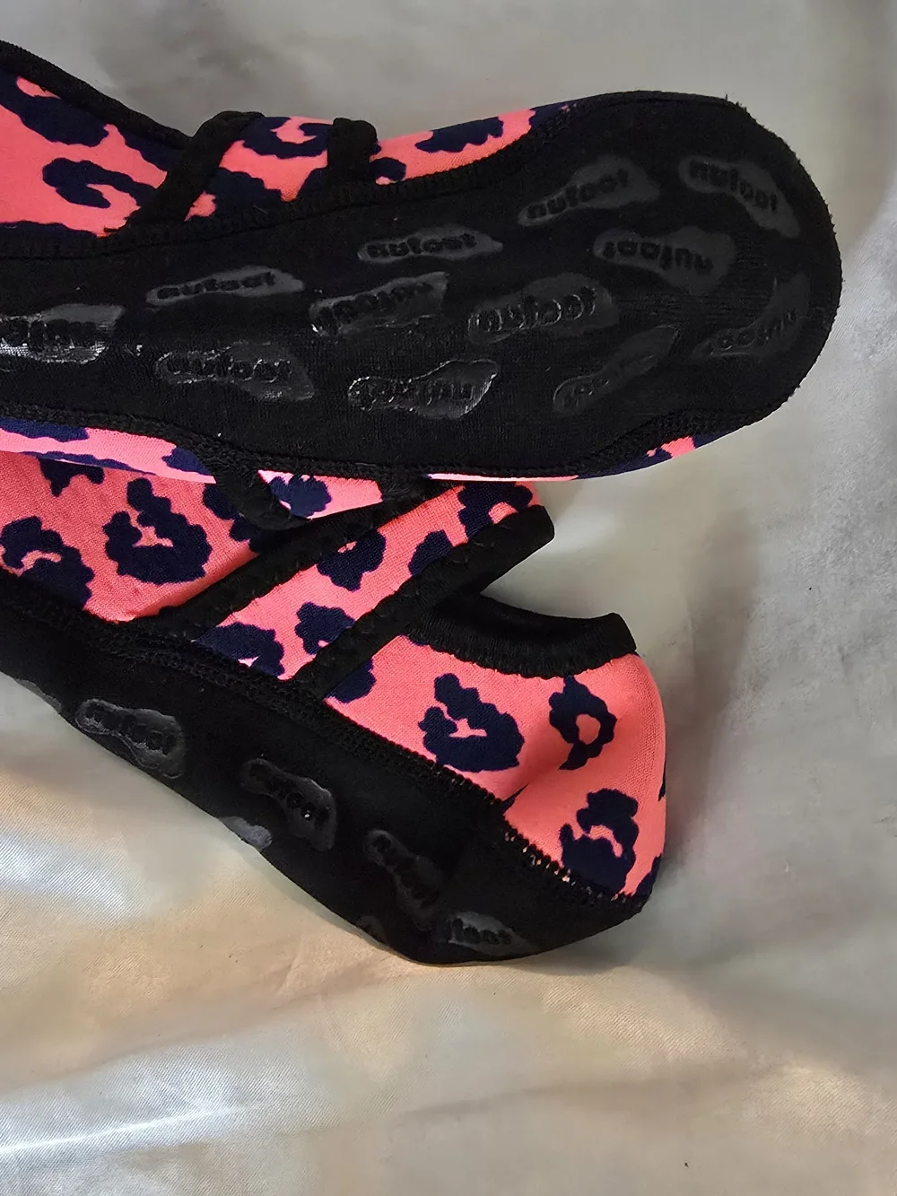 Kids Pink and Black Leopard Print Water Shoes